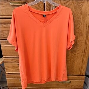 SHEIN Bright Orange V-Neck Tee (33)